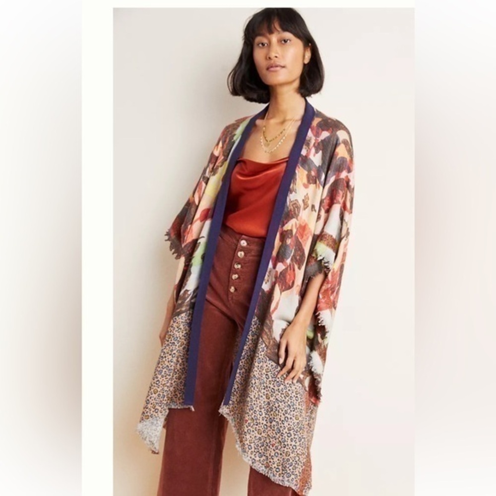Anthropologie CONDITIONS APPLY vinaro  duster kimono mixed print boho flowy